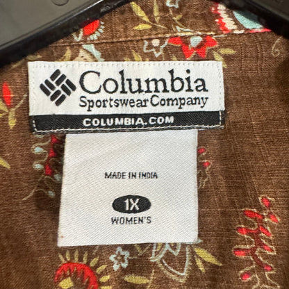 Columbia Women's 1X Brown Floral Print Snap Up Shirt - Image 3