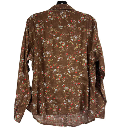 Columbia Women's 1X Brown Floral Print Snap Up Shirt - Image 2