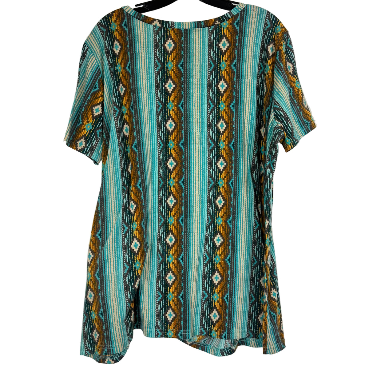 Crazy Train Women's Aztec Stripe Turquoise Top size 2XL - Image 2
