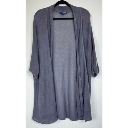 Basic Editions Gray Short Sleeve Cardigan Women's 3X