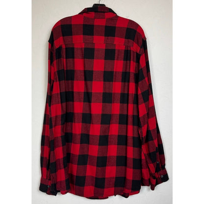 George Red Long Sleeve Flannel Shirt Men's 3XL