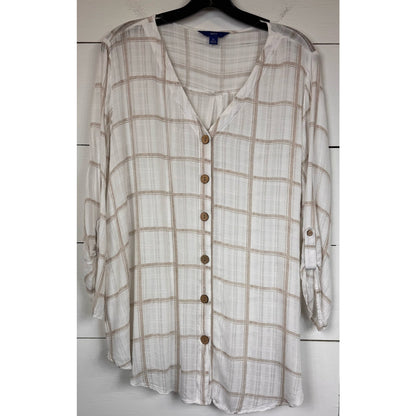 APT. 9 White 3/4 Sleeve Blouse Women's Size XL