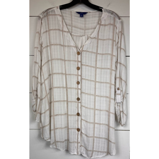 APT. 9 White 3/4 Sleeve Blouse Women's Size XL