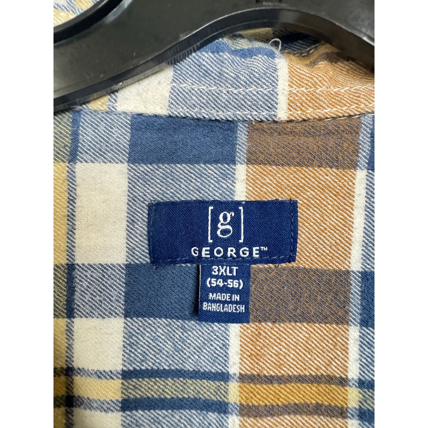 George White Plaid Long Sleeve Button Up Shirt Men's 3XL Tall