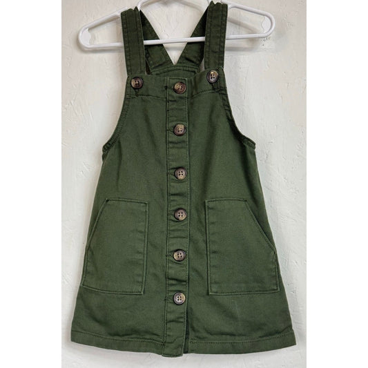Wonder Nation Green Overall Dress Girl's 3t