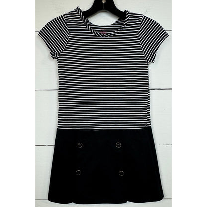 Faded Glory Black and White Knee Length Dress Girl's Size Medium (7-8)