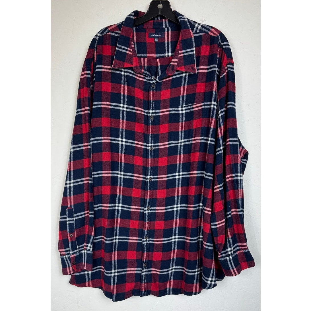 Croft & Barrow Blue & Red Plaid Long Sleeve Button Up Shirt Men's 4XL