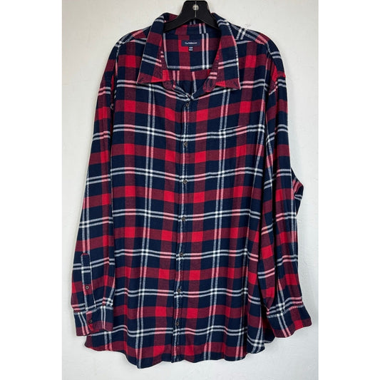 Croft & Barrow Blue & Red Plaid Long Sleeve Button Up Shirt Men's 4XL