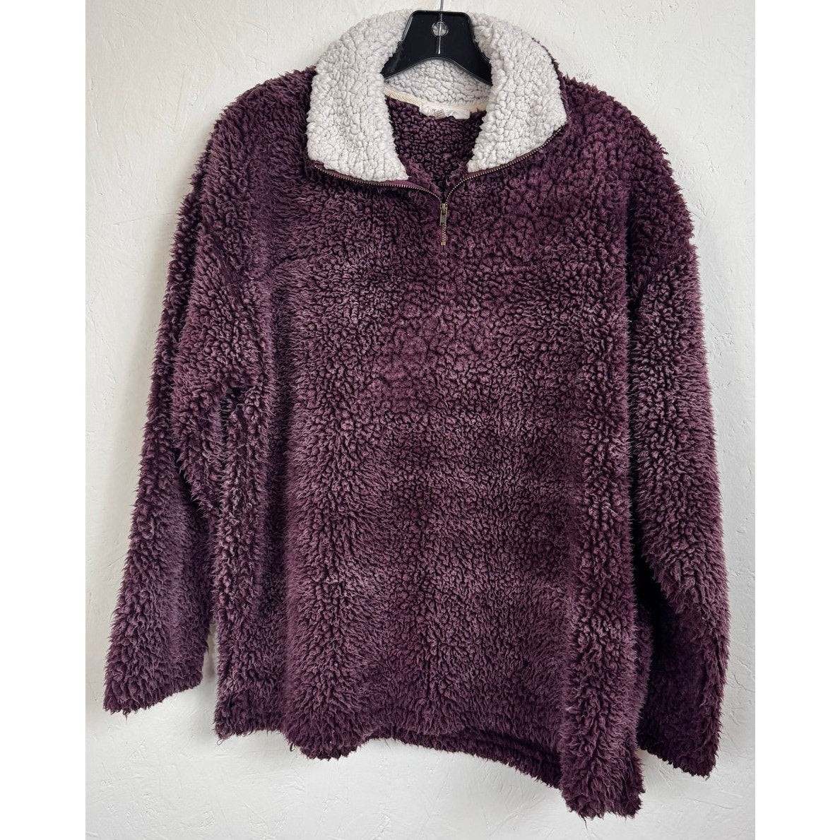 Peach Love Purple Fuzzy Long Sleeve Pull Over Women's Size Medium