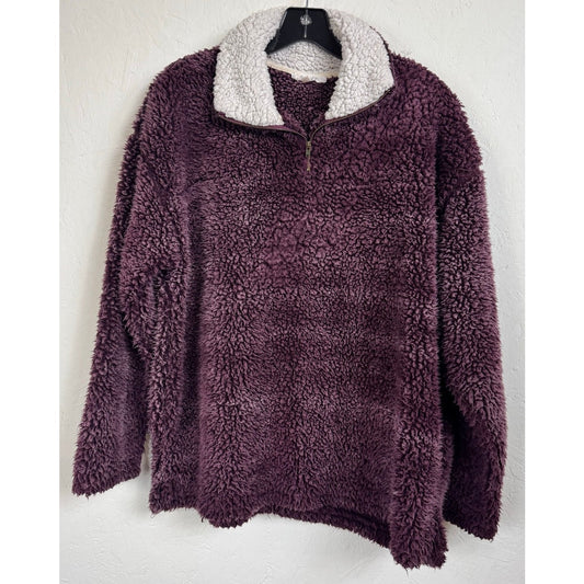 Peach Love Purple Fuzzy Long Sleeve Pull Over Women's Size Medium