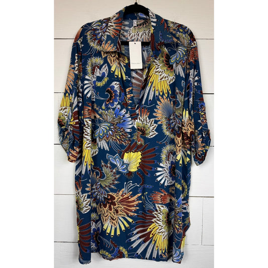 Ekouaer Blue Tunic Blouse Women's Size XL