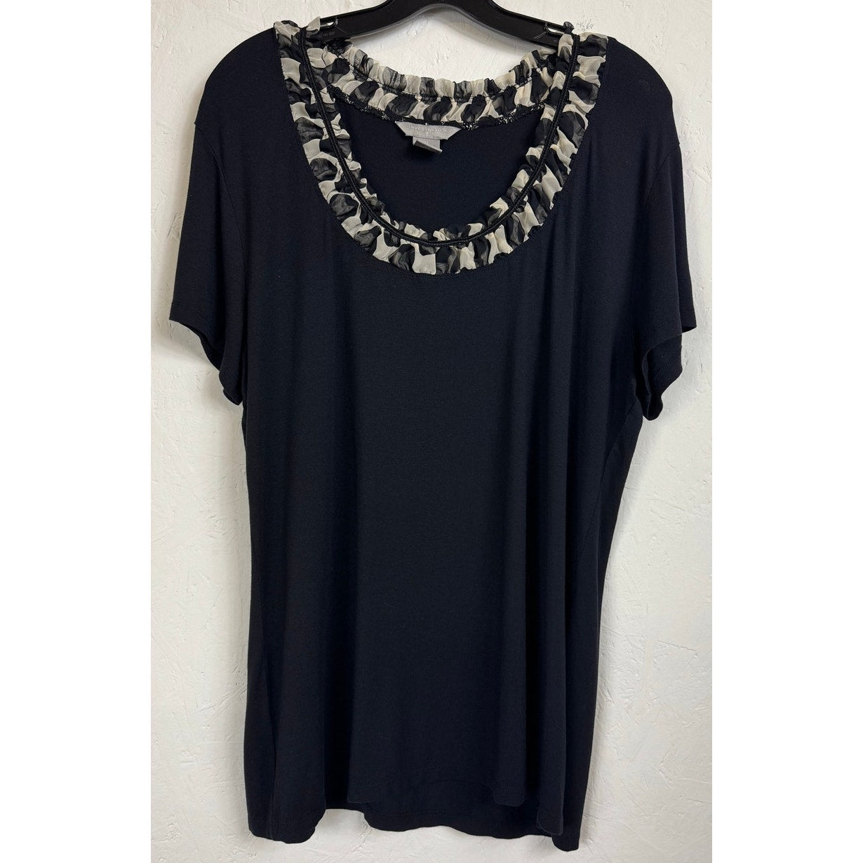 Investments Black Short Sleeve Blouse Women's 1X