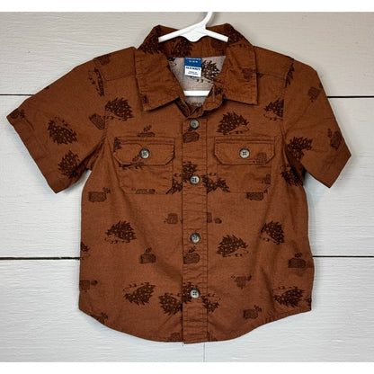 Old Navy Short Sleeve Button Up Shirt Boy's Size 12-18 Months