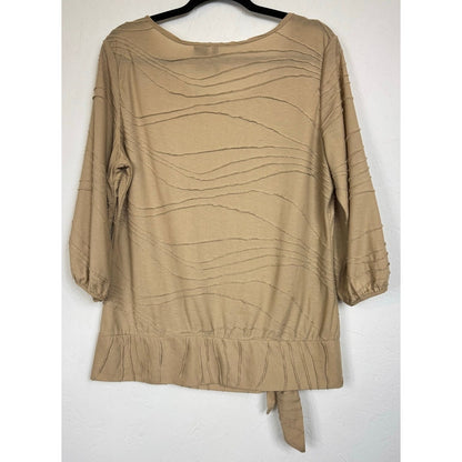 New Directions Beige 3/4 Sleeve Blouse Women's Large