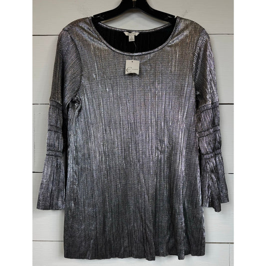 Cato 3/4 Sleeve Silver Blouse Women's Size Small