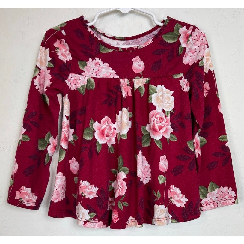 Garanimals Red Floral Long Sleeve Blouse Girl's 3t