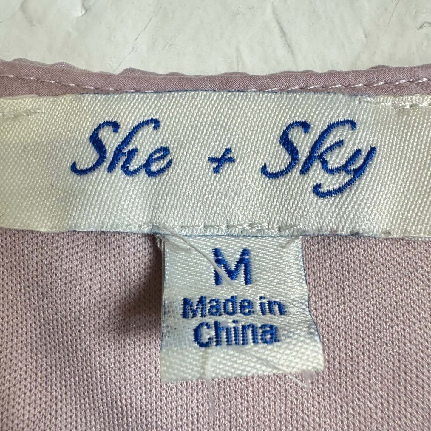 She + Sky Pink Sleeveless V-Neck Knee-Length Dress Women's Size Medium