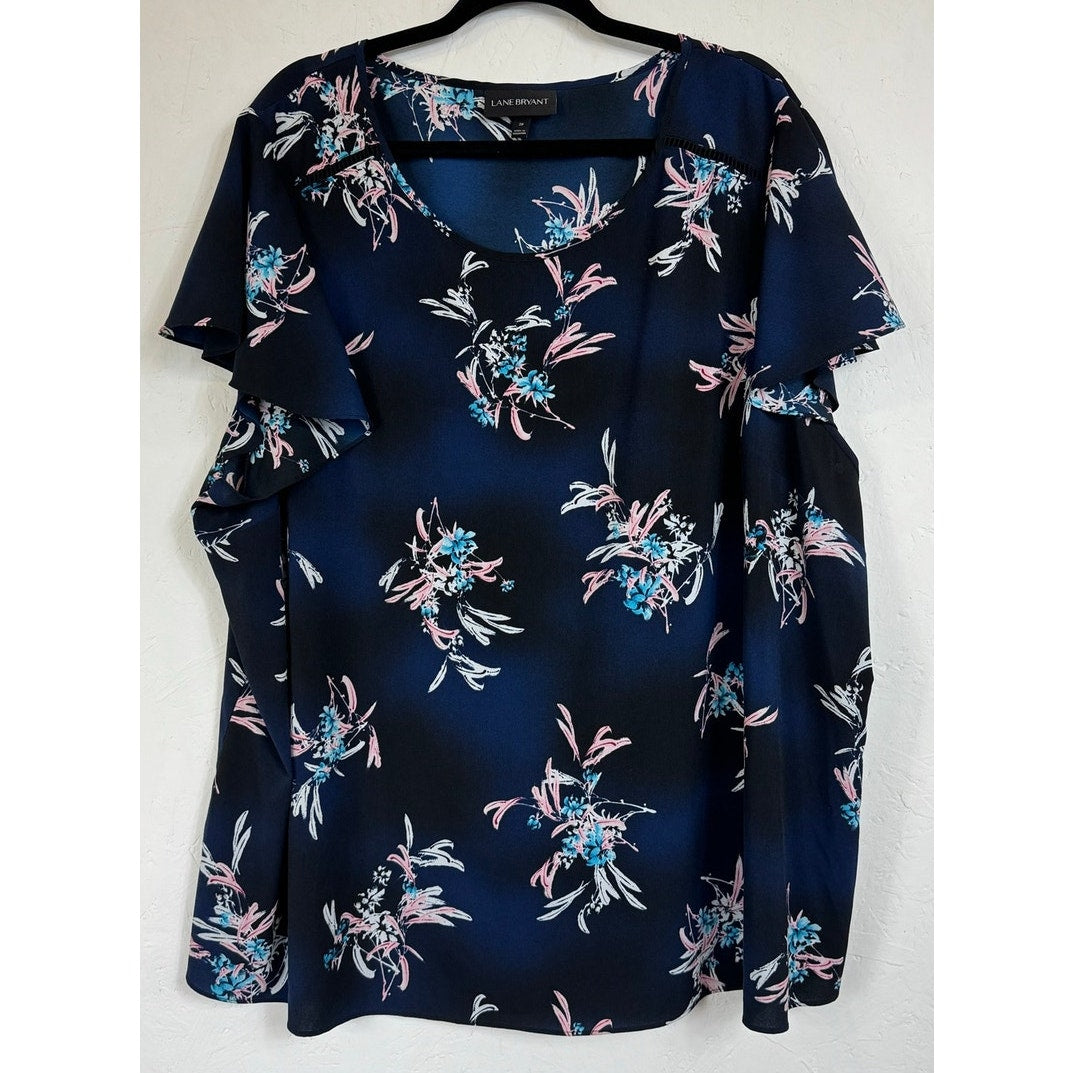 Lane Bryant Blue Short Sleeve Blouse Women's 28