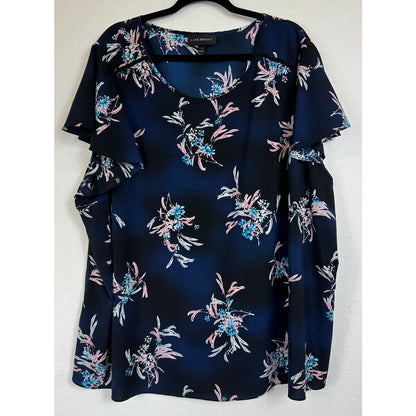 Lane Bryant Blue Short Sleeve Blouse Women's 28