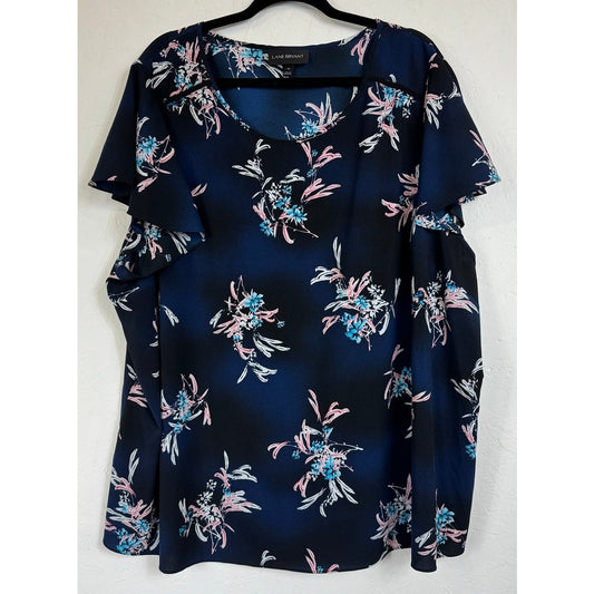 Lane Bryant Blue Short Sleeve Blouse Women's 28