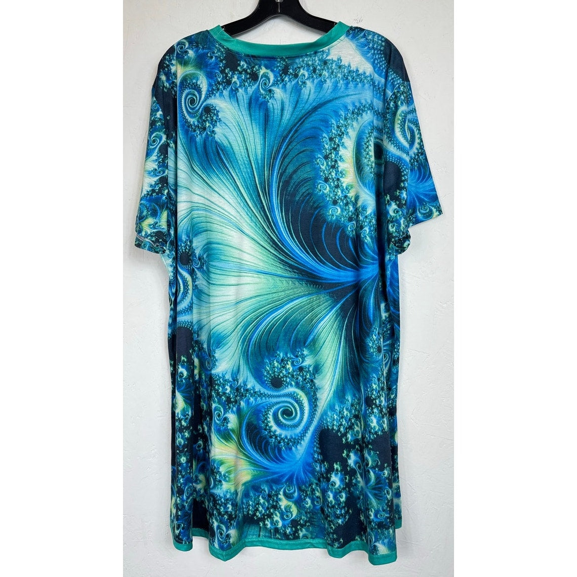 Blue & Green Short Sleeve Blouse Women's 6XL