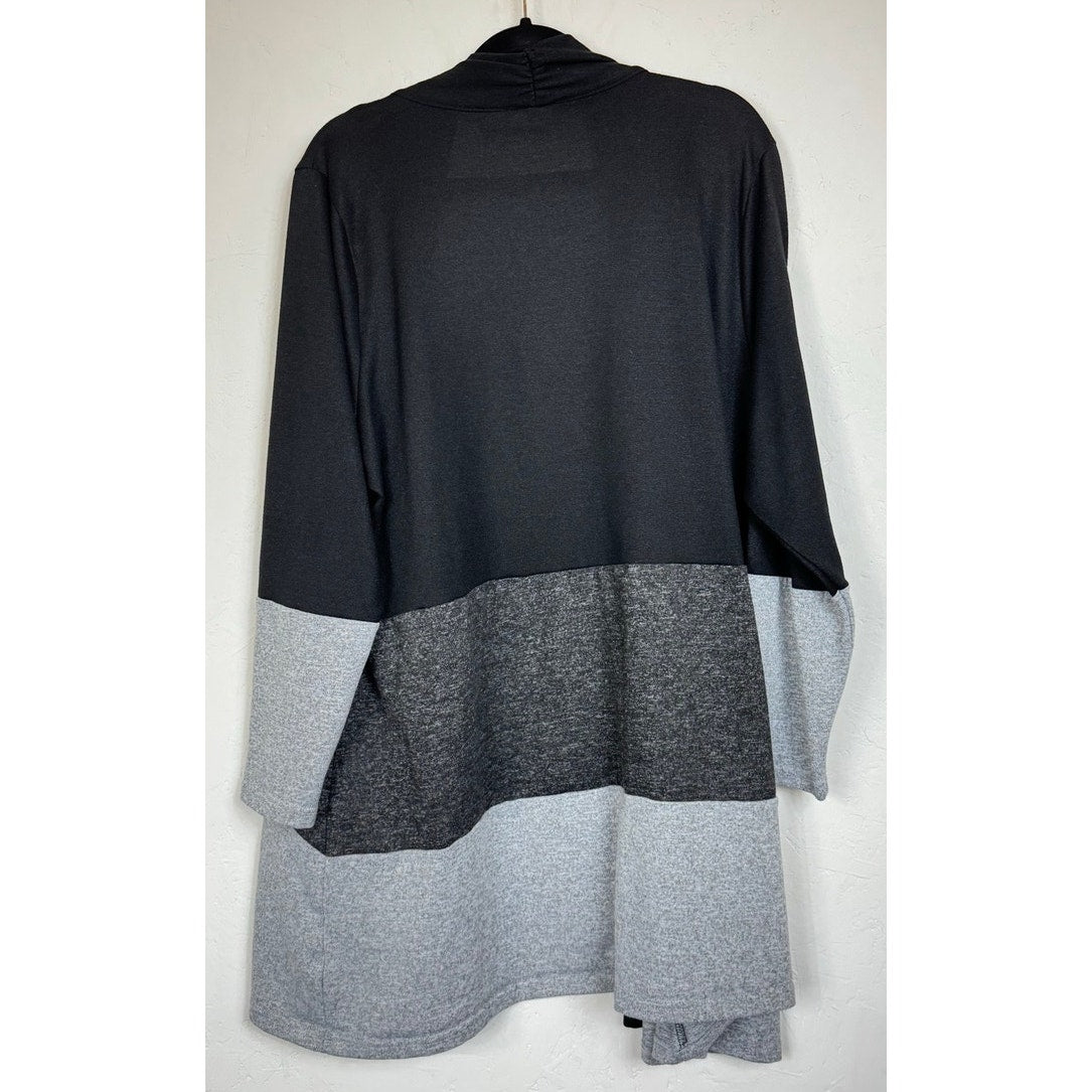 Avenue Black & Gray Long Sleeve Cardigan Women's 26/28