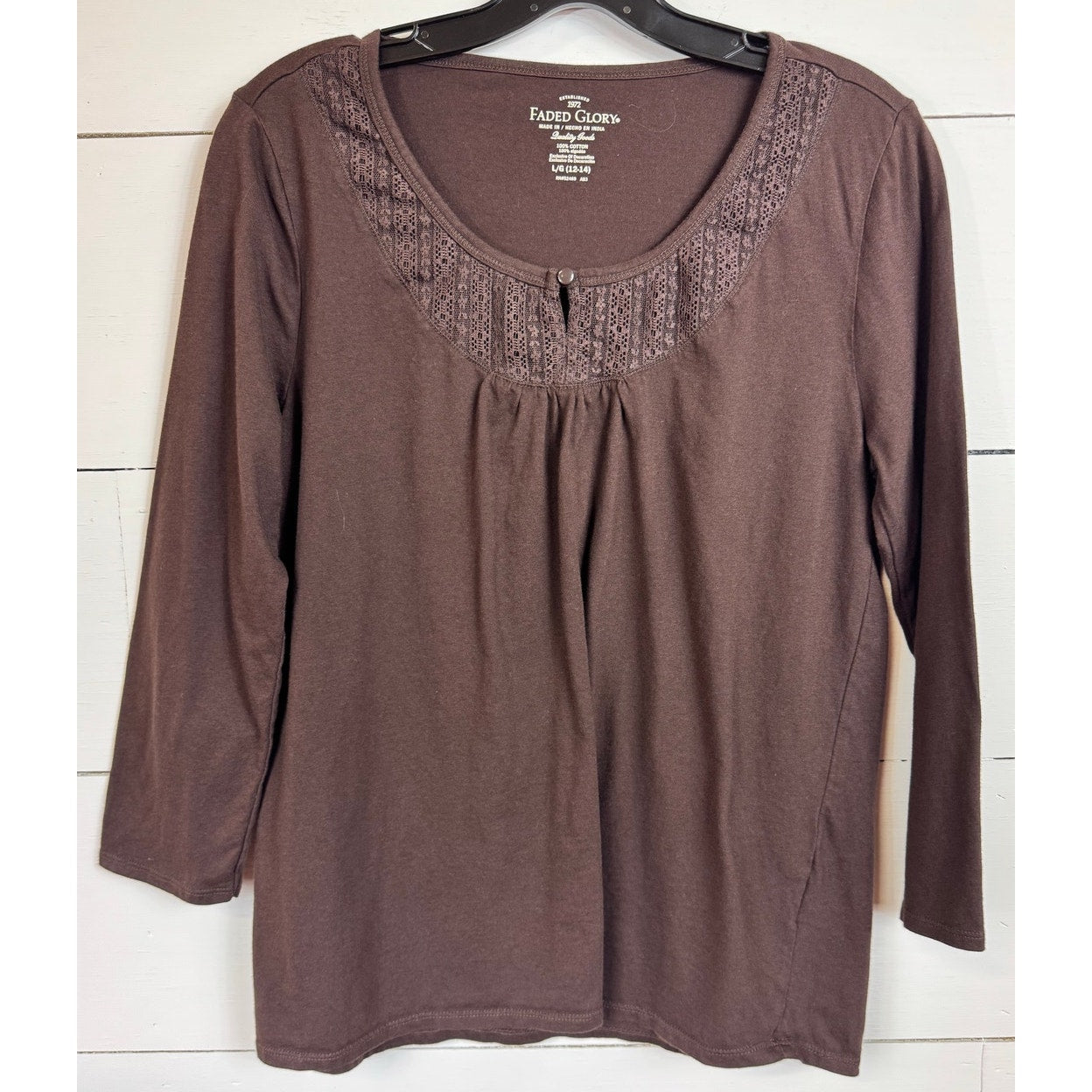 Faded Glory 3/4 Sleeve Top Women's Size Large
