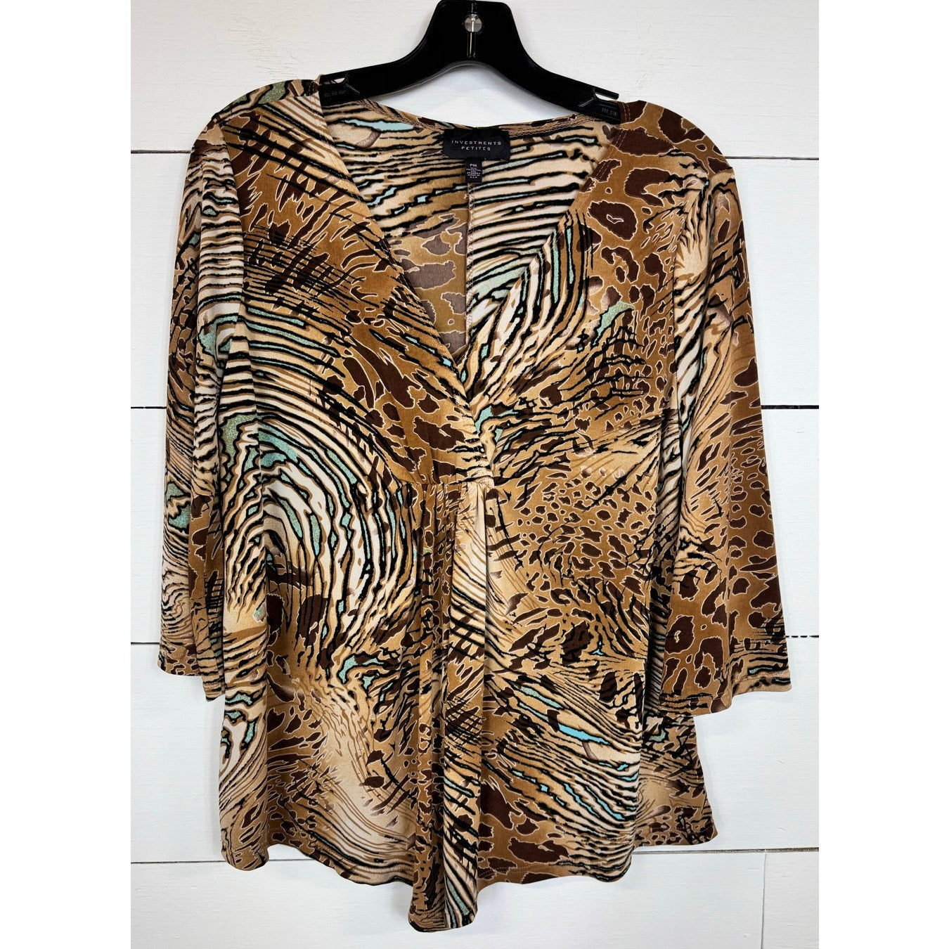 Investments 3/4 Sleeve Blouse Women's Size Medium Petite