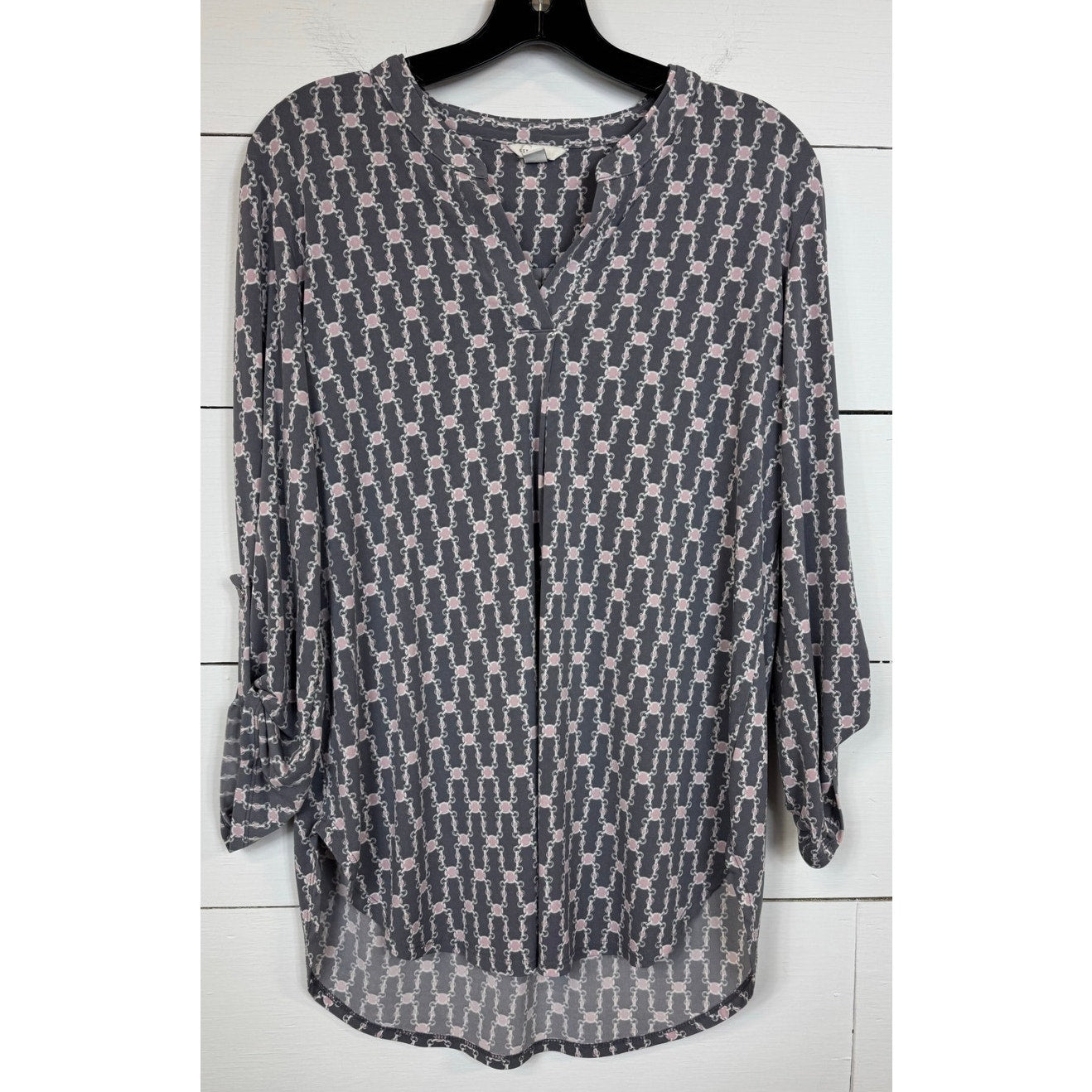 Cato Gray 3/4 Sleeve Blouse Women's Size Medium