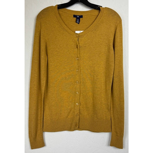 Gap Yellow Long Sleeve Button Up Cardigan Women's Medium