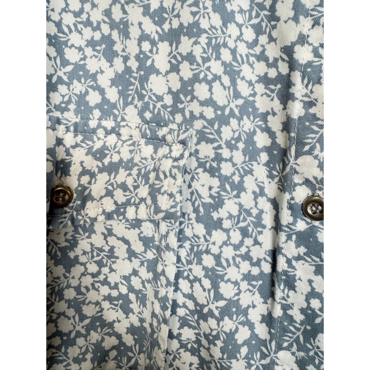 Molly Isadora White & Blue Long Sleeve Button Up Blouse Women's 5X