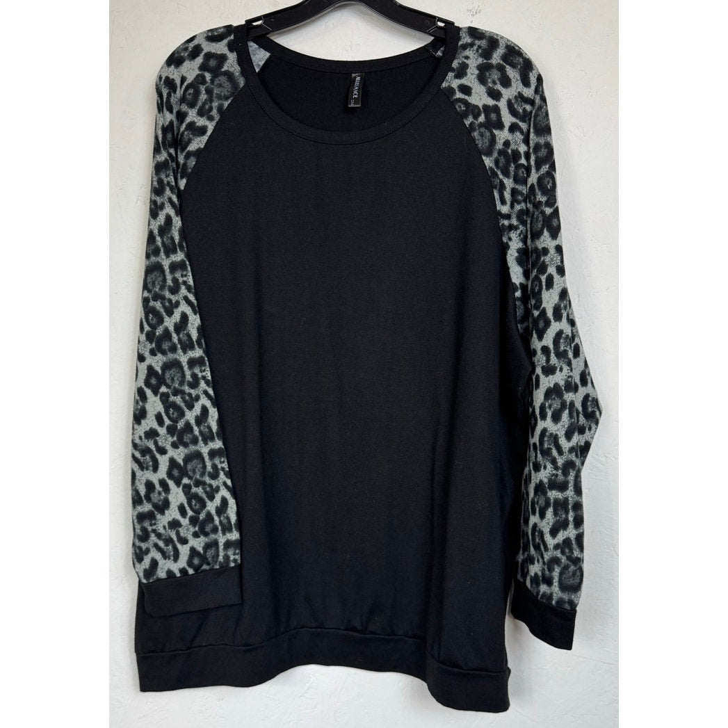 Alle Grace Black & Gray Long Sleeve Sweater Blouse Women's 22W