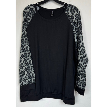Alle Grace Black & Gray Long Sleeve Sweater Blouse Women's 22W