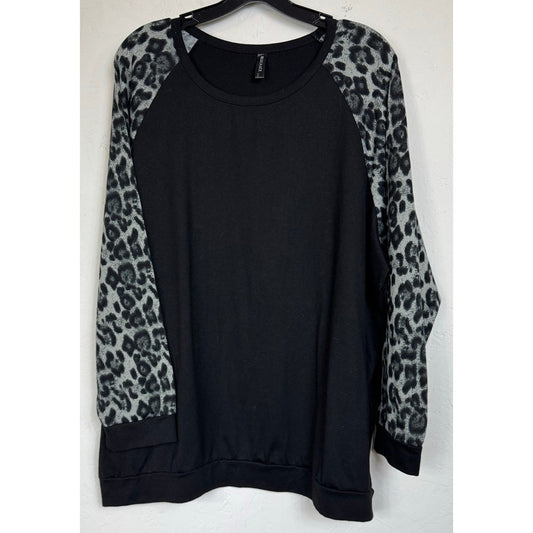 Alle Grace Black & Gray Long Sleeve Sweater Blouse Women's 22W