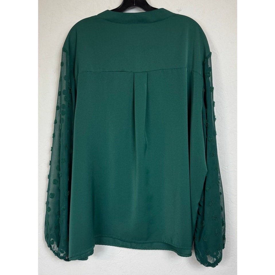Green Long Sleeve Blouse Women's 6XL