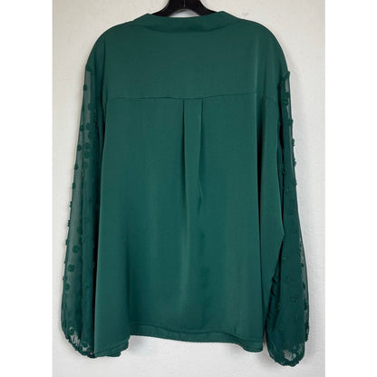 Green Long Sleeve Blouse Women's 6XL