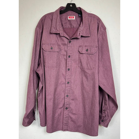Wrangler Purple Long Sleeve Button Up Shirt Men's 3XL