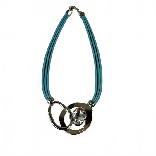 Fashion Jewelry Blue And Silver Multi Strand Statement Women's Necklace