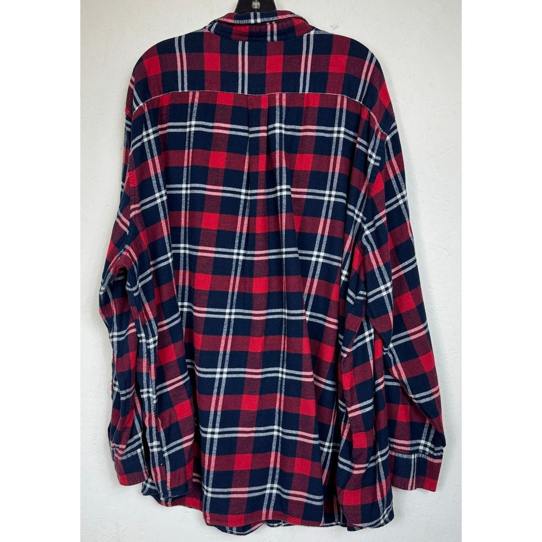 Croft & Barrow Blue & Red Plaid Long Sleeve Button Up Shirt Men's 4XL