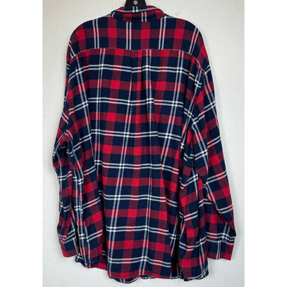 Croft & Barrow Blue & Red Plaid Long Sleeve Button Up Shirt Men's 4XL