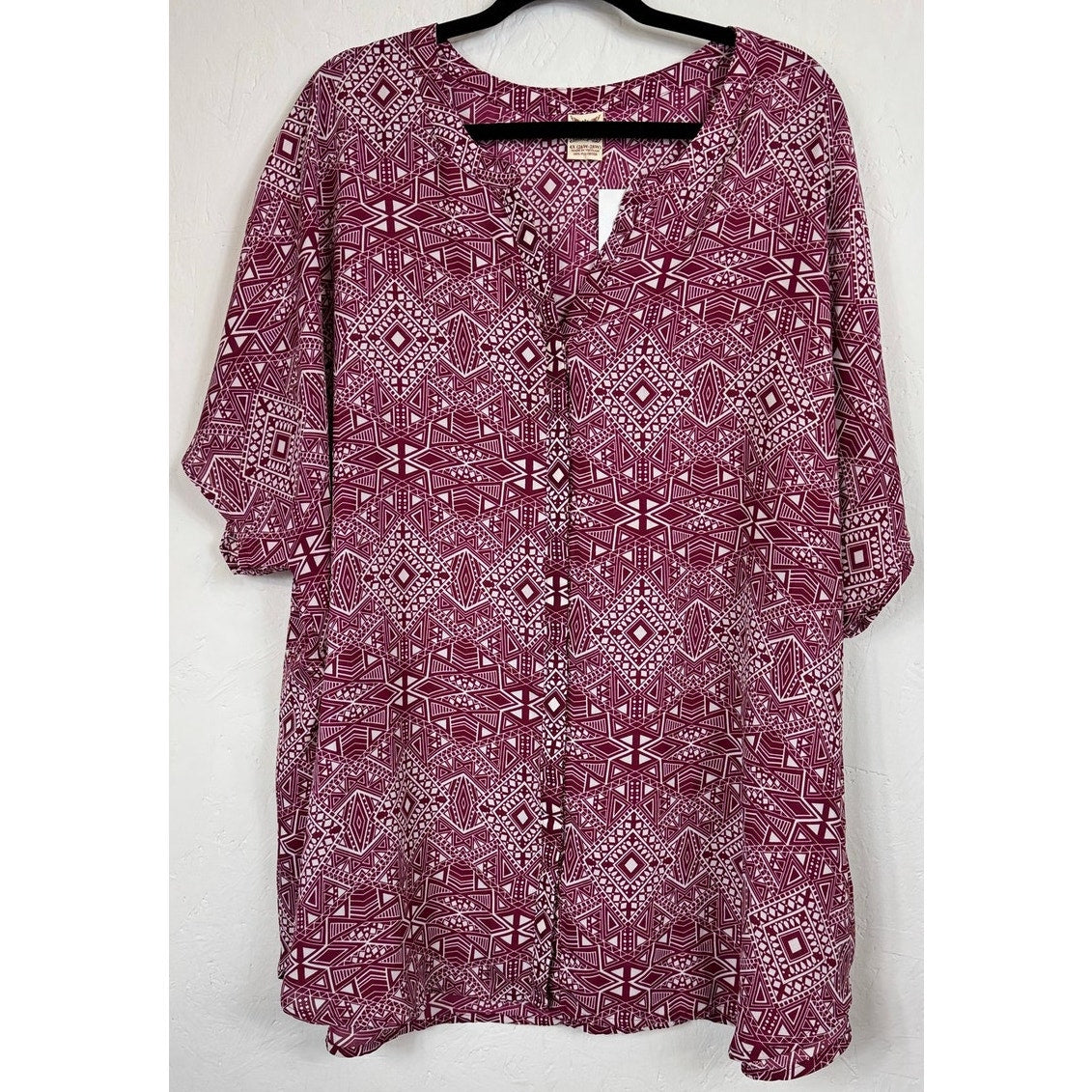 Faded Glory Purple Short Sleeve Button Up Blouse Women's 4X
