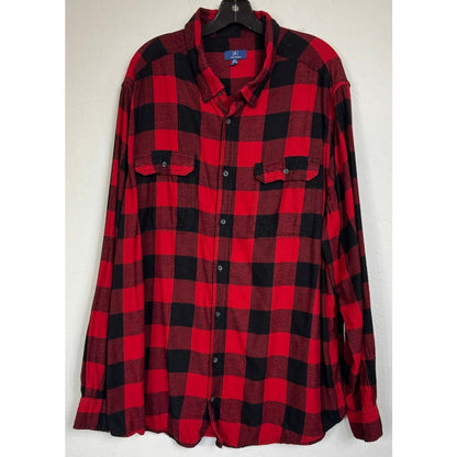 George Red Long Sleeve Flannel Shirt Men's 3XL