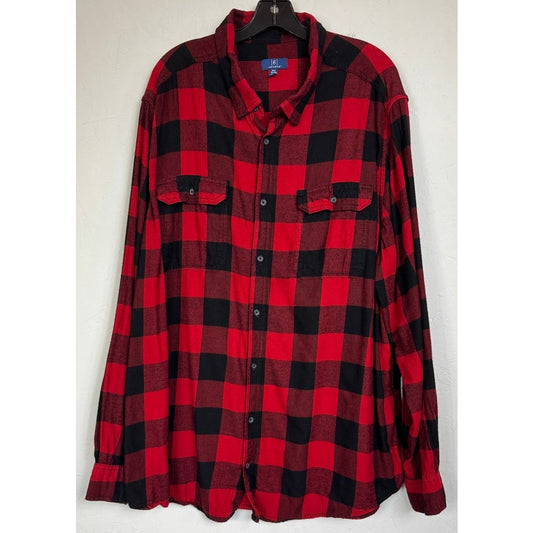 George Red Long Sleeve Flannel Shirt Men's 3XL