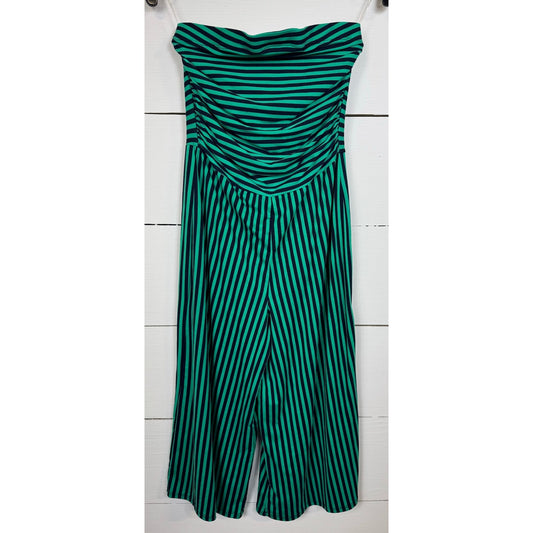 Kik Strapless Green and Blue Striped Jumper Women's Size Large