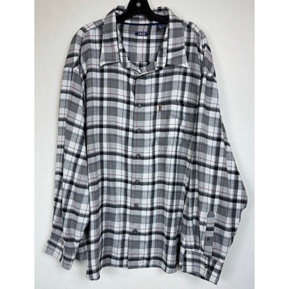 Izod Gray & Black Plaid Long Sleeve Button Up Shirt Men's 4X
