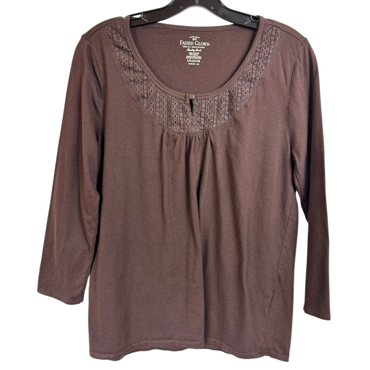 Faded Glory 3/4 Sleeve Top Women's Size Large