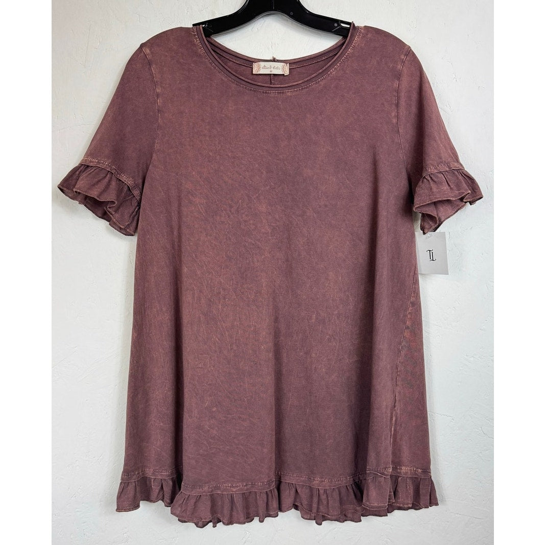 Altar'd State Brown Short Sleeve Blouse Women's Medium