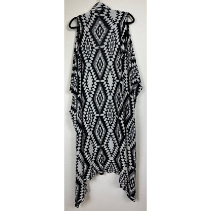 Dolled Up Black & White Sleeveless Cardigan Women's Medium