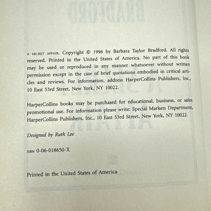 A Secret Affair by Barbara Taylor Bradford (Hardcover)