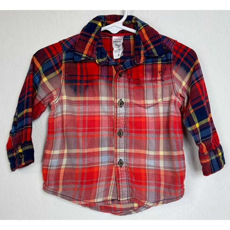 Carters Red Long Sleeve Button Up Shirt Boy's 9 Months
